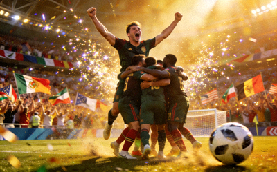 世界杯决赛精彩瞬间摄影 - 球员庆祝进球